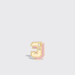 PINK OPAL YELLOW GOLD MINI LETTER MONO STUD>Boochier Fashion