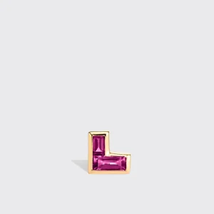 PINK SAPPHIRE YELLOW GOLD ARCADE MONO STUD (CORNER SHAPE)>Boochier Fashion