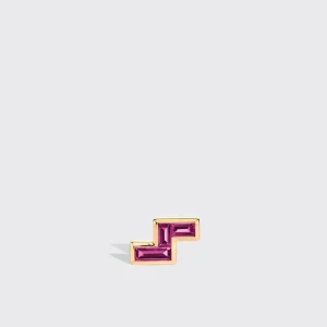 PINK SAPPHIRE YELLOW GOLD ARCADE MONO STUD (Z SHAPE)>Boochier Best