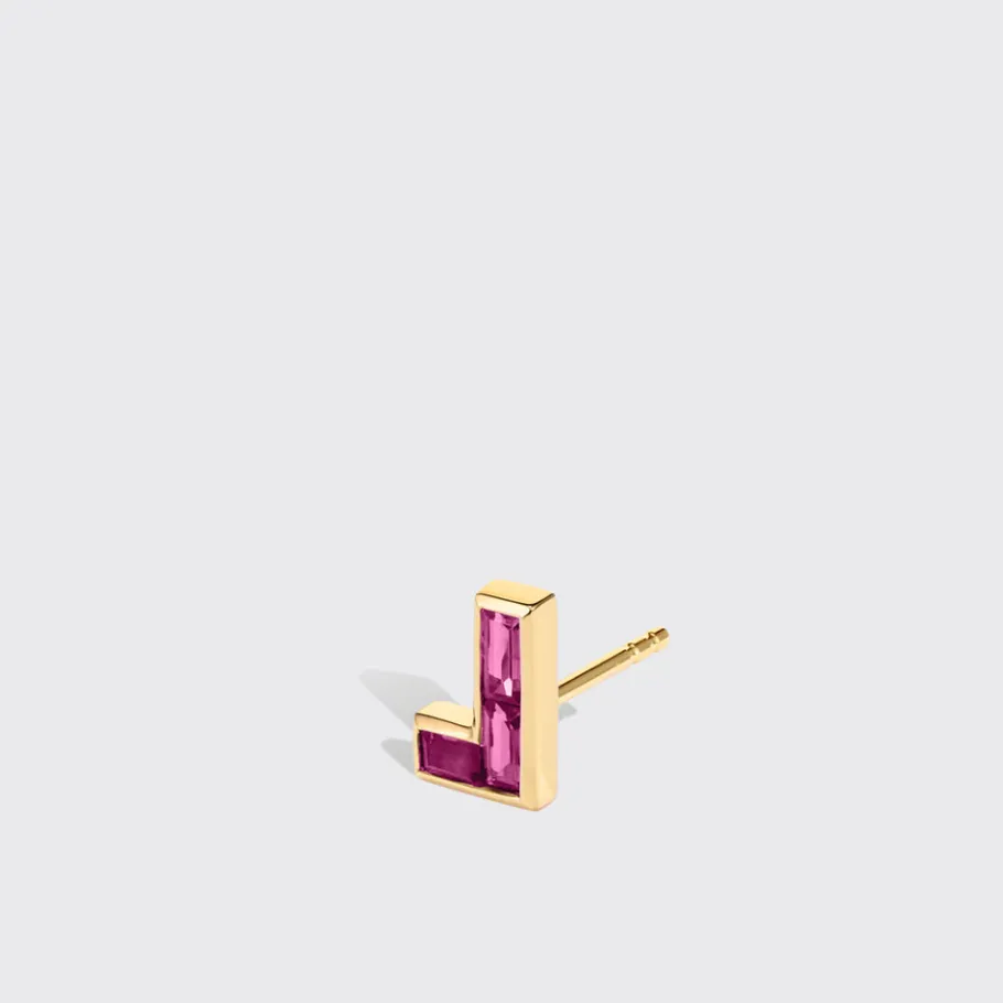 pink_sapphire_yellow_gold_1.webp PINK SAPPHIRE YELLOW GOLD ARCADE MONO STUD (L SHAPE)>Boochier Discount