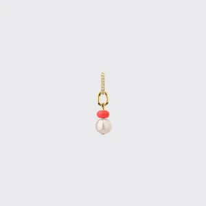 RED SINGLE PEARL DIAMOND B-BOY EARRING>Boochier Best