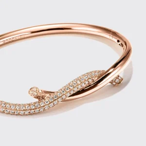 ROSE GOLD HALF DIAMOND TIES BANGLE>Boochier Fashion