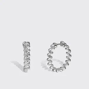 SMALL WHITE GOLD MINI SLINKEE EARRINGS>Boochier Fashion
