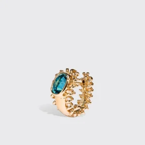SMALL YELLOW GOLD BLUE ZIRCON SLINKEE ICON EARRINGS>Boochier Discount