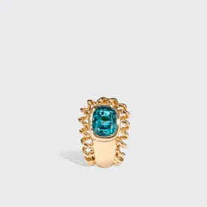 SMALL YELLOW GOLD BLUE ZIRCON SLINKEE ICON EARRINGS>Boochier Discount