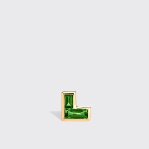 TSAVORITE YELLOW GOLD ARCADE MONO STUD (CORNER SHAPE)>Boochier Online