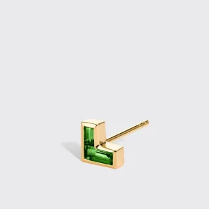 TSAVORITE YELLOW GOLD ARCADE MONO STUD (CORNER SHAPE)>Boochier Online