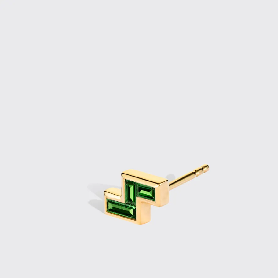 tsavorite_yellow_gold_arc_1-3.webp TSAVORITE YELLOW GOLD ARCADE MONO STUD (Z SHAPE)>Boochier Sale
