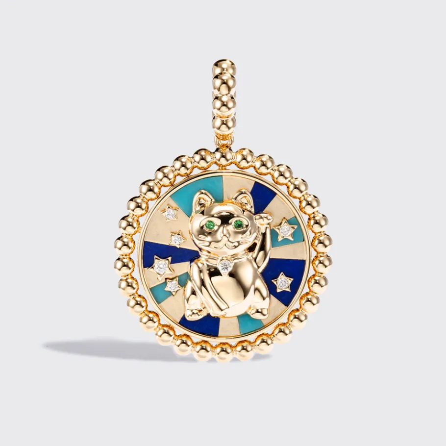 turquoise__lapis_yellow_g_0.webp TURQUOISE & LAPIS YELLOW GOLD LUCKY CAT CHARM>Boochier Outlet