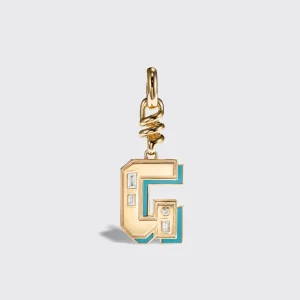 TURQUOISE NOSTALGIA LETTER CHARM>Boochier Discount