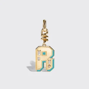TURQUOISE NOSTALGIA LETTER CHARM>Boochier Discount