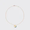 TURQUOISE YELLOW GOLD CLOVER LEAF NECKLACE>Boochier Hot