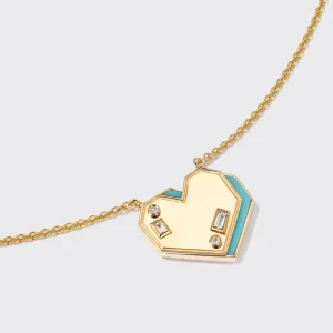 TURQUOISE YELLOW GOLD HEART NECKLACE>Boochier Outlet