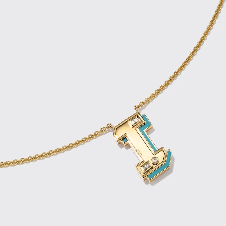 turquoise_yellow_gold_let_7.webp TURQUOISE YELLOW GOLD LETTER NECKLACE>Boochier New