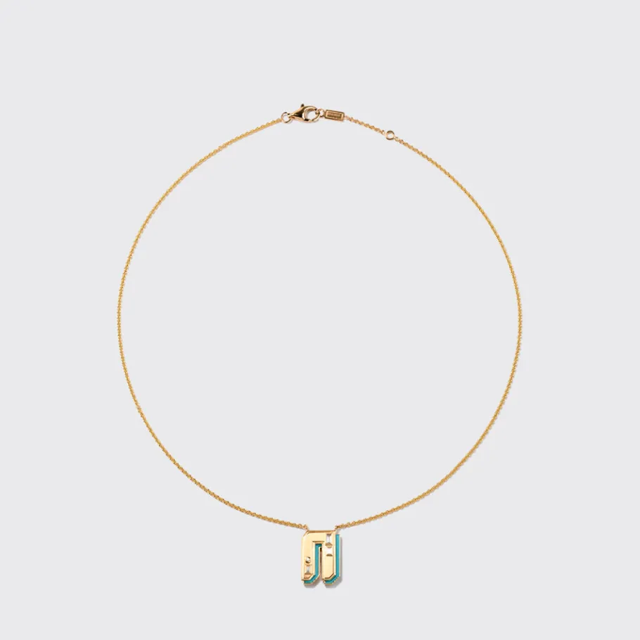 turquoise_yellow_gold_let_8.webp TURQUOISE YELLOW GOLD LETTER NECKLACE>Boochier New