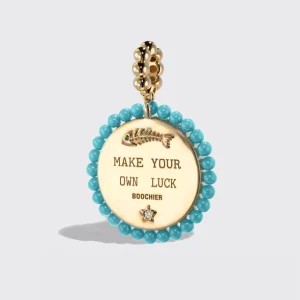 TURQUOISE YELLOW GOLD LUCKY CAT DIAMOND CHARM>Boochier Best