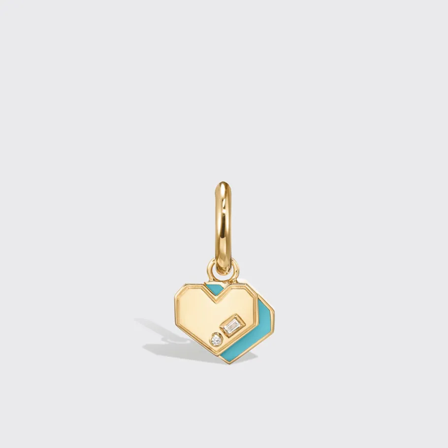 turquoise_yellow_gold_min_0-5.webp TURQUOISE YELLOW GOLD MINI HEART HOOP MONO EARRING>Boochier Fashion