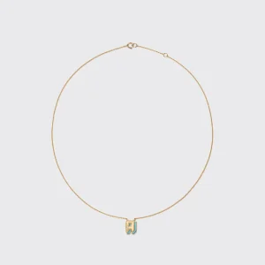TURQUOISE YELLOW GOLD MINI LETTER NECKLACE>Boochier Hot