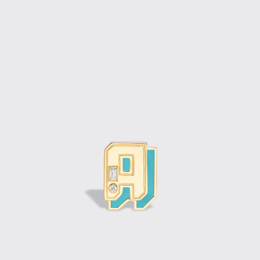 turquoise_yellow_gold_min_0.webp TURQUOISE YELLOW GOLD MINI LETTER MONO STUD>Boochier Online