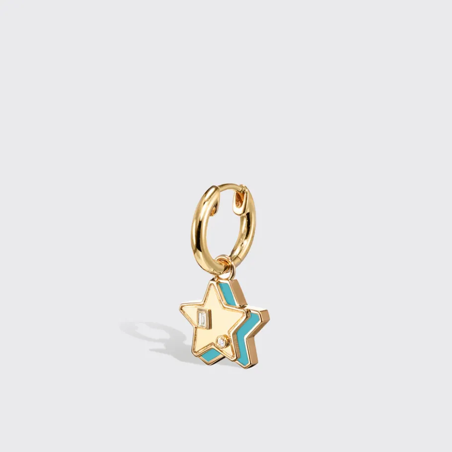 turquoise_yellow_gold_min_1-4.webp TURQUOISE YELLOW GOLD MINI STAR HOOP MONO EARRING>Boochier Online