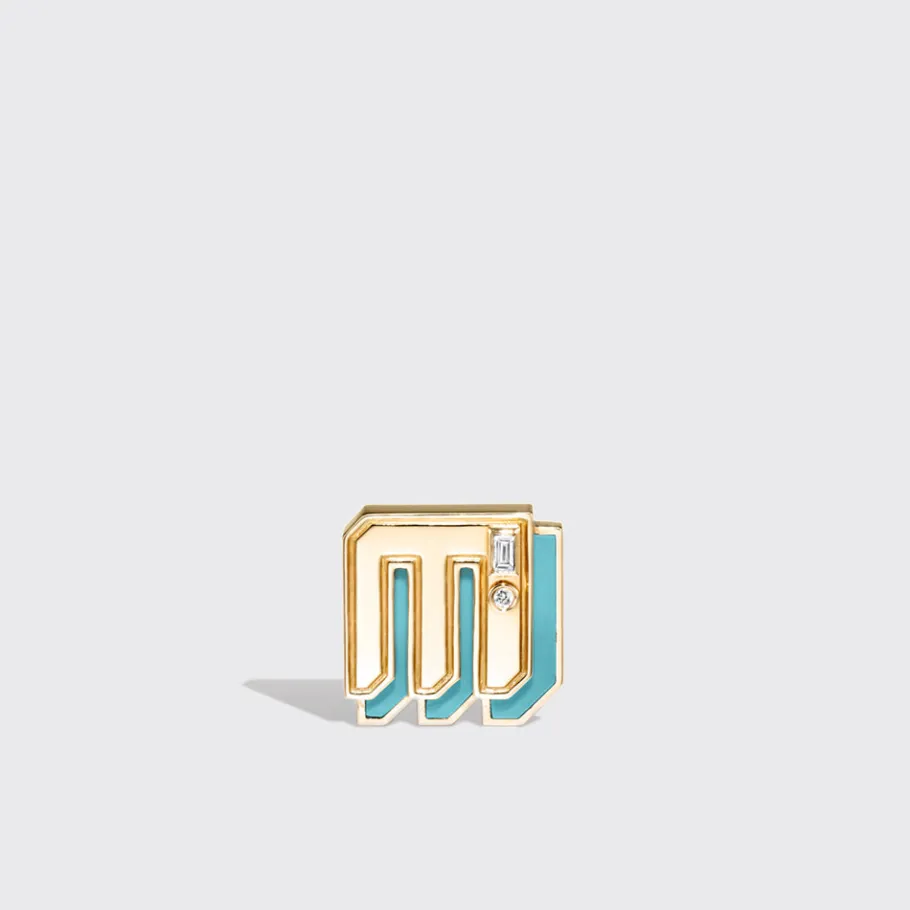 turquoise_yellow_gold_min_10.webp TURQUOISE YELLOW GOLD MINI LETTER MONO STUD>Boochier Online