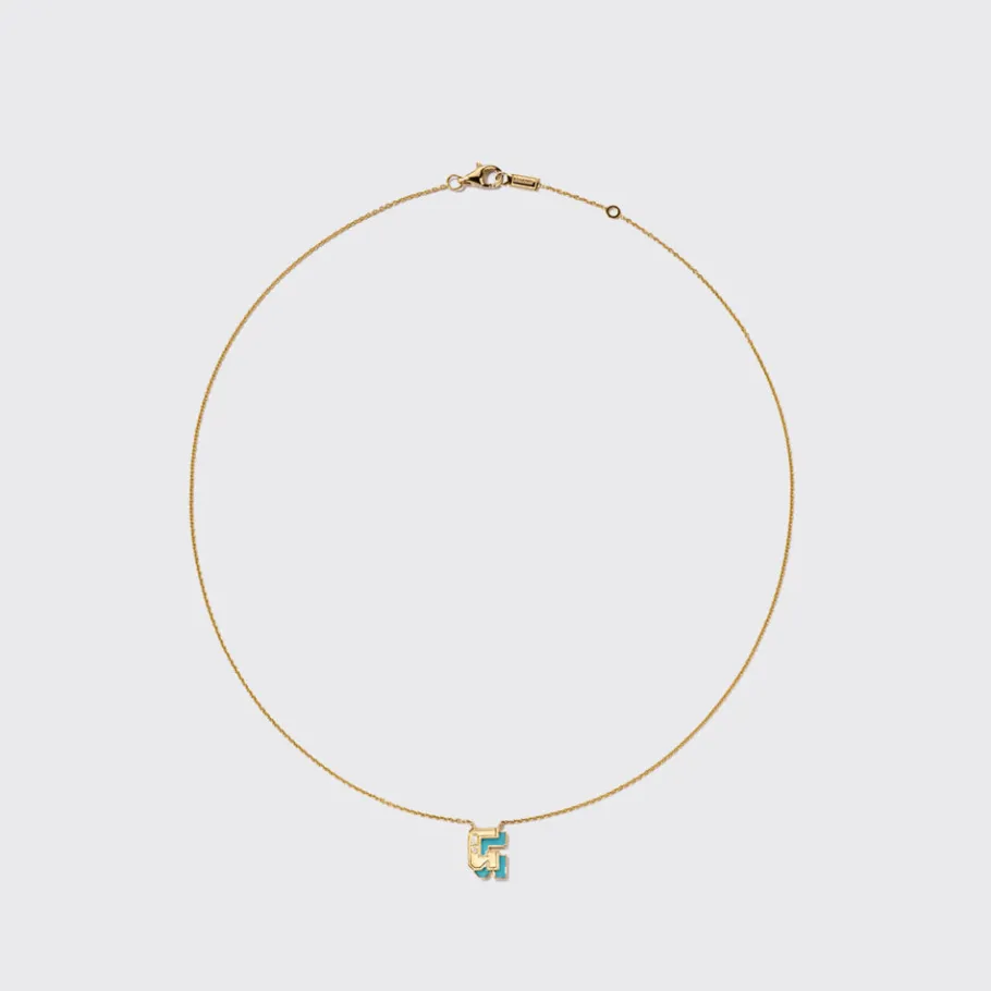 turquoise_yellow_gold_min_2-4.webp TURQUOISE YELLOW GOLD MINI LETTER NECKLACE>Boochier Hot
