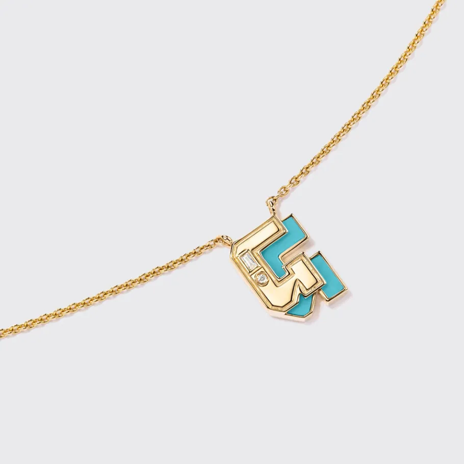turquoise_yellow_gold_min_3-1.webp TURQUOISE YELLOW GOLD MINI LETTER NECKLACE>Boochier Hot