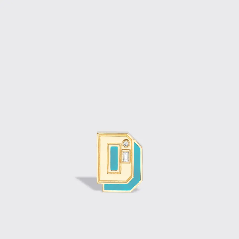 turquoise_yellow_gold_min_4.webp TURQUOISE YELLOW GOLD MINI LETTER MONO STUD>Boochier Online