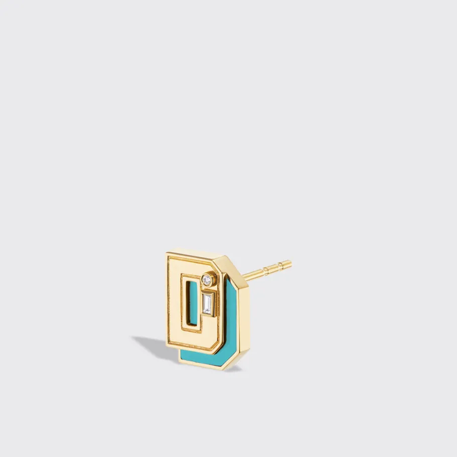 turquoise_yellow_gold_min_5.webp TURQUOISE YELLOW GOLD MINI LETTER MONO STUD>Boochier Online