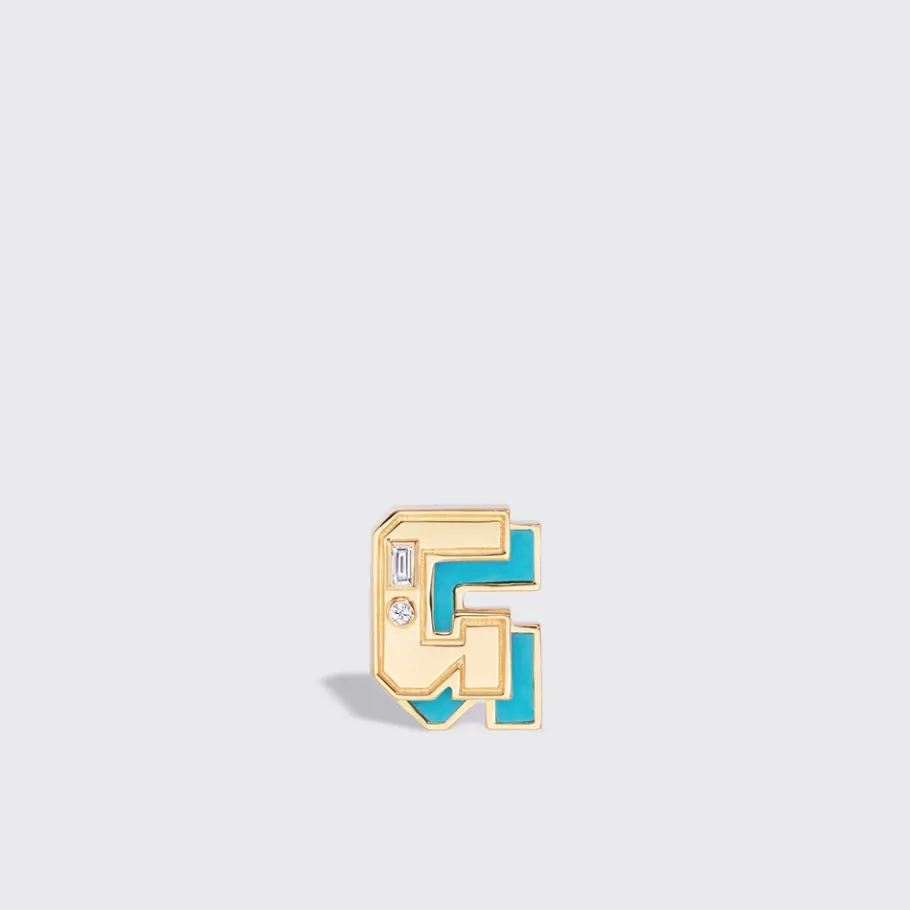 turquoise_yellow_gold_min_6.webp TURQUOISE YELLOW GOLD MINI LETTER MONO STUD>Boochier Online