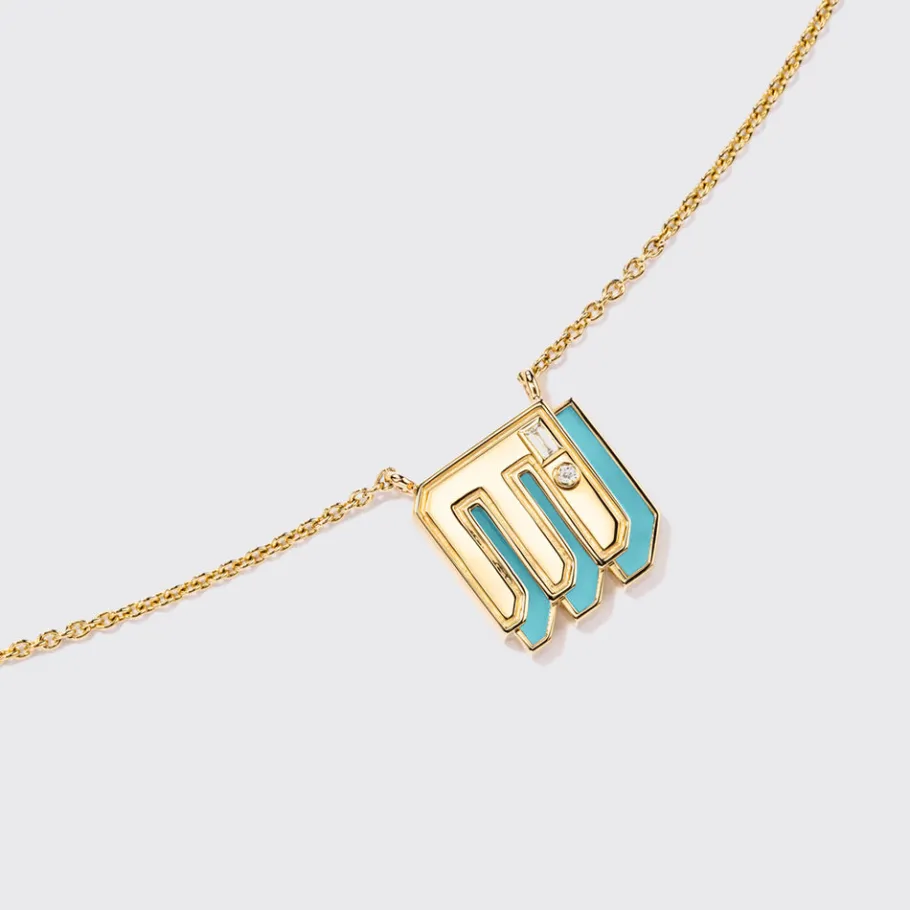 turquoise_yellow_gold_min_7-1.webp TURQUOISE YELLOW GOLD MINI LETTER NECKLACE>Boochier Hot