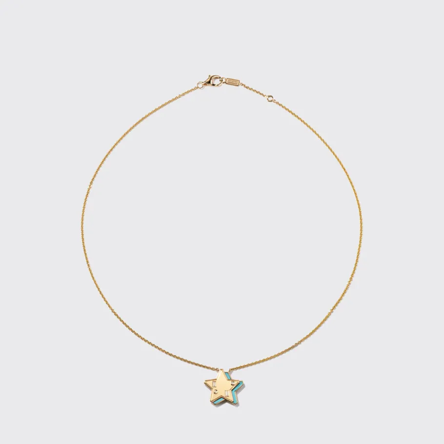 turquoise_yellow_gold_sta_0.webp TURQUOISE YELLOW GOLD STAR NECKLACE>Boochier Outlet