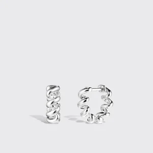 WHITE GOLD SLINKEE HUGGIE EARRINGS>Boochier Fashion