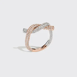 WHITE GOLD-ROSE GOLD DIAMOND TIES RING>Boochier Best