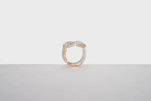 WHITE GOLD-ROSE GOLD DIAMOND TIES RING>Boochier Best