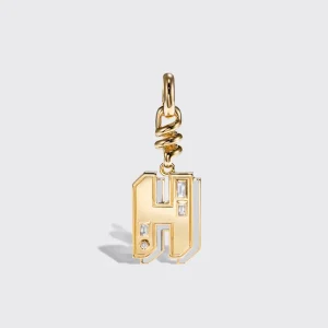 WHITE MOTHER OF PEARL NOSTALGIA LETTER CHARM>Boochier New