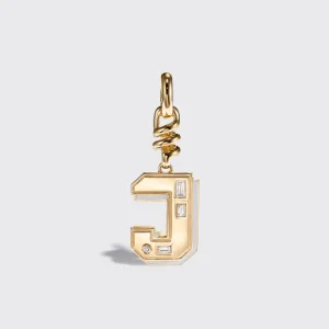 WHITE MOTHER OF PEARL NOSTALGIA LETTER CHARM>Boochier New