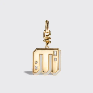 WHITE MOTHER OF PEARL NOSTALGIA LETTER CHARM>Boochier New