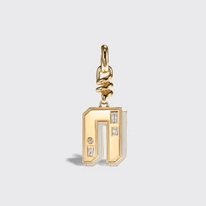 WHITE MOTHER OF PEARL NOSTALGIA LETTER CHARM>Boochier New