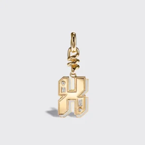 WHITE MOTHER OF PEARL NOSTALGIA LETTER CHARM>Boochier New