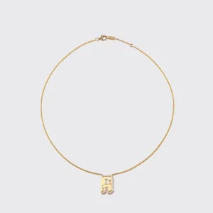 WHITE MOTHER OF PEARL YELLOW GOLD LETTER NECKLACE>Boochier Hot
