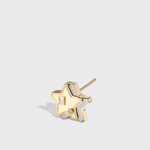 WHITE MOTHER OF PEARL YELLOW GOLD MINI STAR STUDS>Boochier Sale
