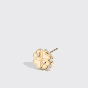 WHITE MOTHER OF PEARL YELLOW GOLD MINI CLOVER LEAF STUDS>Boochier Discount