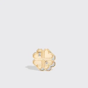 WHITE MOTHER OF PEARL YELLOW GOLD MINI CLOVER LEAF STUDS>Boochier Discount