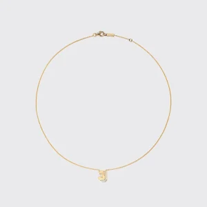 WHITE MOTHER OF PEARL YELLOW GOLD MINI LETTER NECKLACE>Boochier Discount