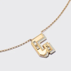 WHITE MOTHER OF PEARL YELLOW GOLD LETTER NECKLACE>Boochier Hot