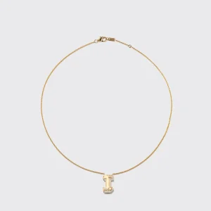 WHITE MOTHER OF PEARL YELLOW GOLD LETTER NECKLACE>Boochier Hot
