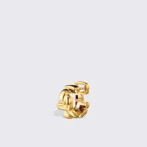 YELLOW GOLD ARCADE DOUBLE ETERNITY LOCK EARRING HUGGIES>Boochier Online