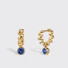YELLOW GOLD BLUE SAPPHIRE SLINKEE DROPS EARRINGS>Boochier Fashion