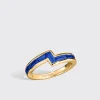YELLOW GOLD BLUE SAPPHIRE ARCADE STACKABLE RING>Boochier Online